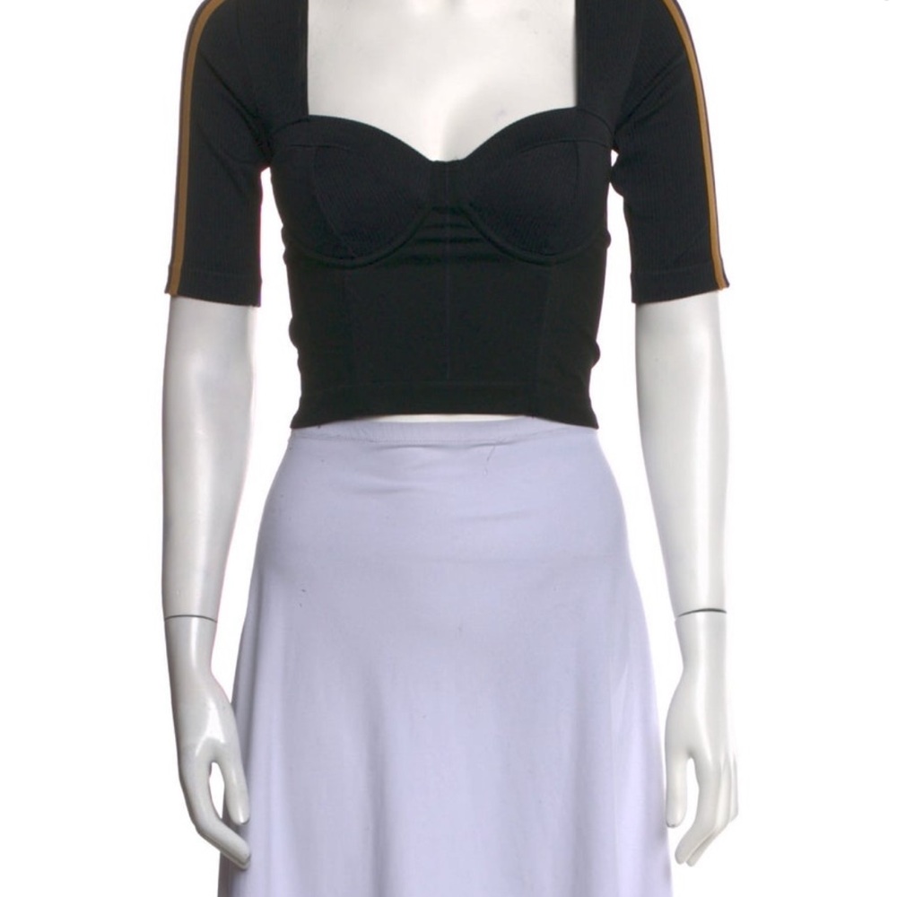 IVY PARK Black and White Fitted Crop Bodysuit